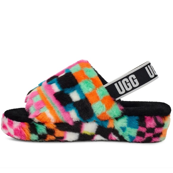 UGG Shoes - UGG Fluff Yeah Check Slide Sandals Size 8
